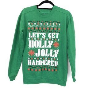 Spencers Size M Let's Get Holly Jolly Hammer Ugly Christmas Pullover Sweatshirt